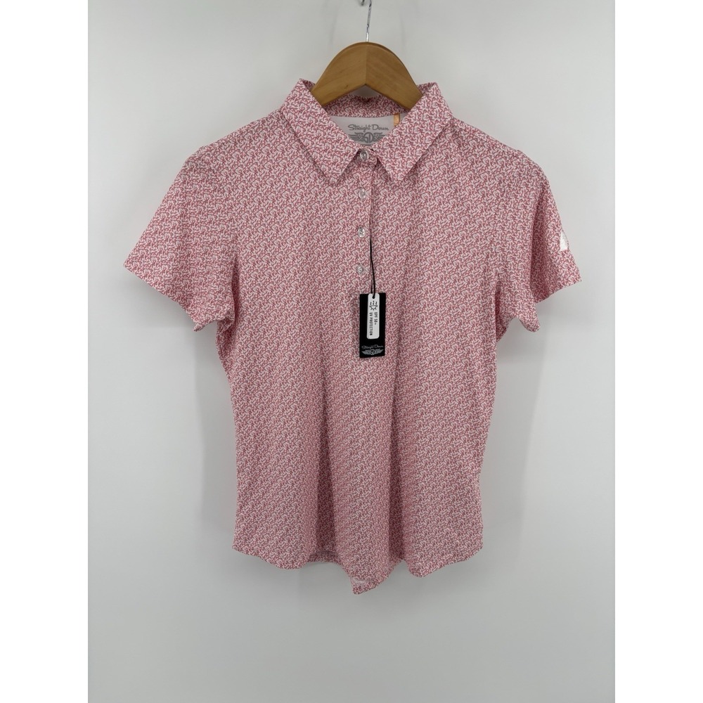 NWT Straight Down Polo Shirt Sz M Floral Golf Athleisure Preppy Chic MSRP $100